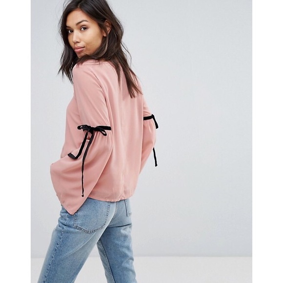 ASOS vero moda pink tie sleeve top - Picture 2 of 8